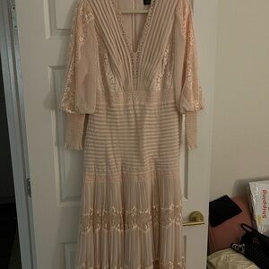 Tadashi Shoji Blush Lace Long Sleeve Dress